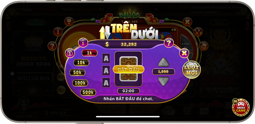 Trên Dưới Hitclub - Minigame Hấp Dẫn Và Kịch Tính Nhất 2024